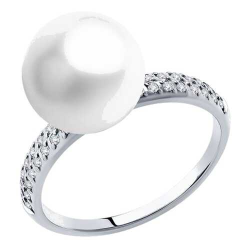 Кольцо женское SOKOLOV из белого золота с жемчугом и фианитами Swarovski 791168 р.18.5 в Pull and Bear
