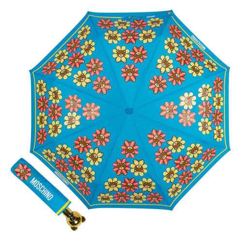 Зонт складной Moschino 8126-OCP Flower Bear Light Blue в Pull and Bear