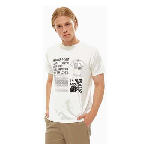 Футболка мужская URBAN TIGER 12.025180 белая/черная M в Pull and Bear