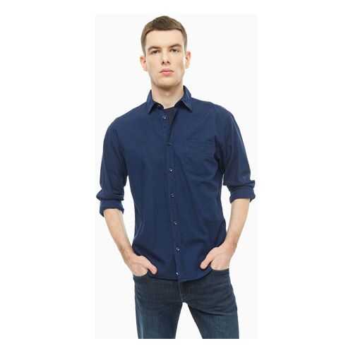 Рубашка мужская BTC 12.025749 синяя 40/170 RU в Pull and Bear