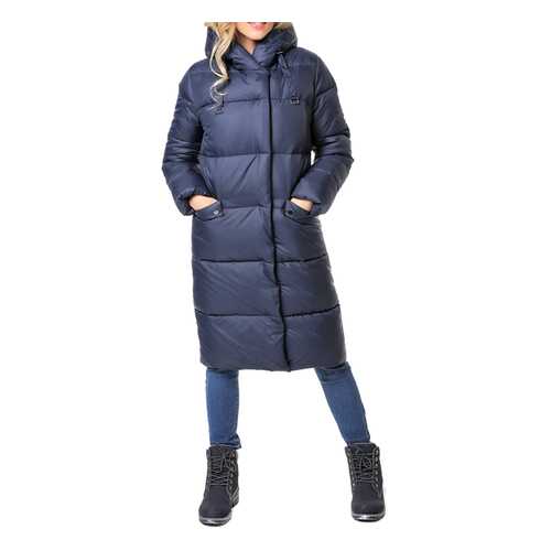 Пуховик-пальто женский DizzyWay 19431 синий 60 RU в Pull and Bear