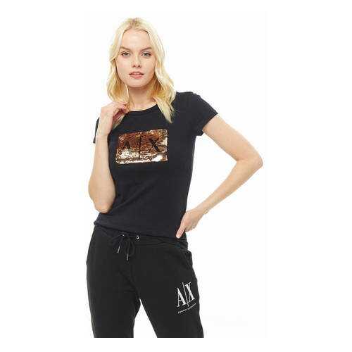 Футболка женская Armani Exchange 8NYTDL YJ73Z 6231 черная XS в Pull and Bear